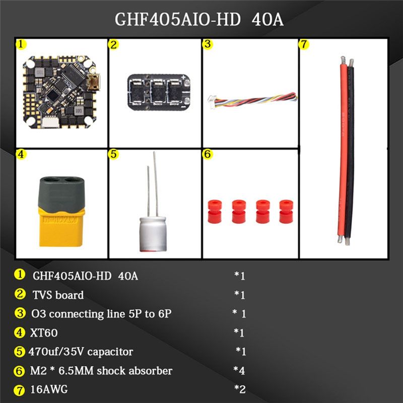 Drone Carrera Rc - Controlador de Vuelo AIO ABTI-GHF405AIO-HD 40A